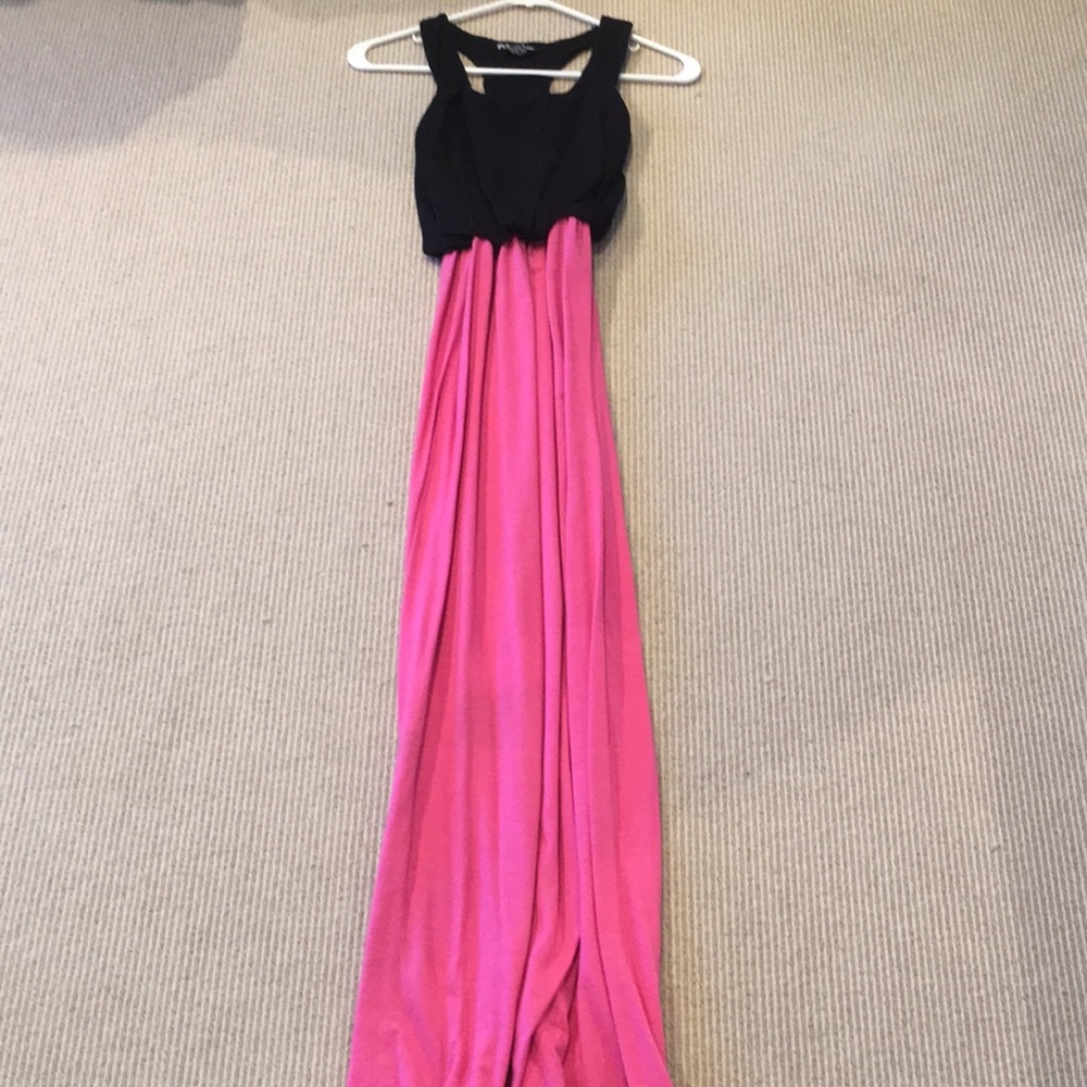 BLACK AND PINK MAXI DRESS